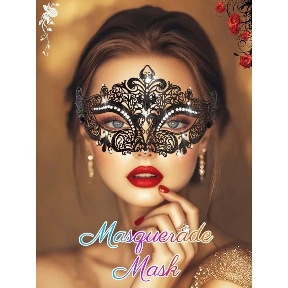 Women's Costume Mask Filigree Metal Rhinestone Adjustable Fit For Parties